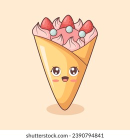 Cute Ice Cream Character Design Illustration