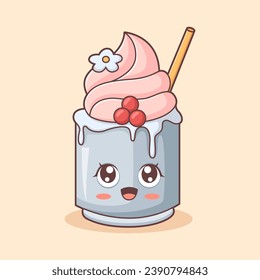 Cute Ice Cream Character Design Illustration