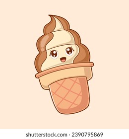 Cute Ice Cream Character Design Illustration