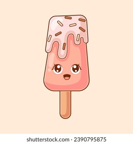 Cute Ice Cream Character Design Illustration