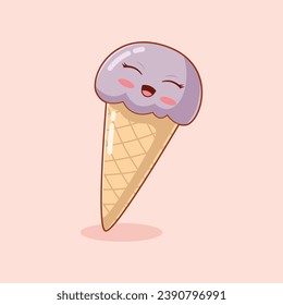 Cute Ice Cream Character Design Illustration