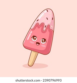 Cute Ice Cream Character Design Illustration