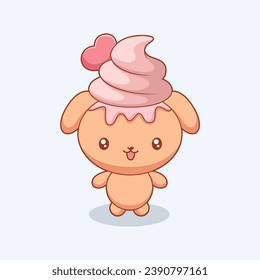 Cute Ice Cream Character Design Illustration