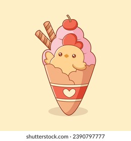 Cute Ice Cream Character Design Illustration