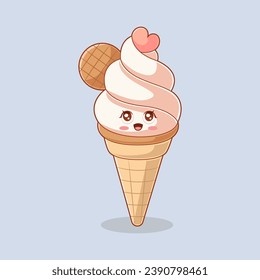 Cute Ice Cream Character Design Illustration