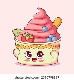 Ice Cute Cream Caracteres Diseño Ilustración