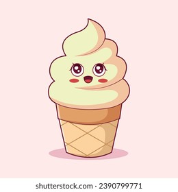 Cute Ice Cream Character Design Illustration