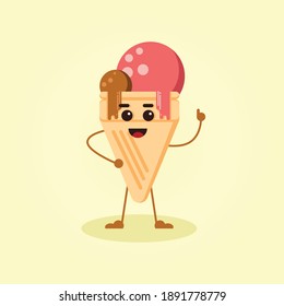 cute ice cream character, flat vector ilustration