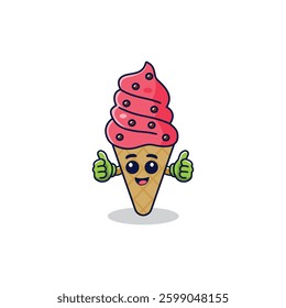 Cute ice cream character mascot illustration