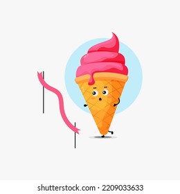 Cute ice cream character running competition
