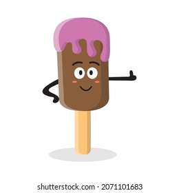 cute ice cream character showing thumbs up illustration design