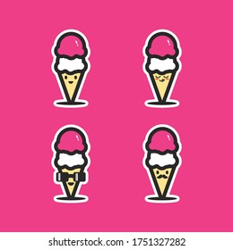 Cute ice cream character vector