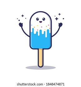 Carácter De Crema De Hielo Cuta, Ilustración Vector
