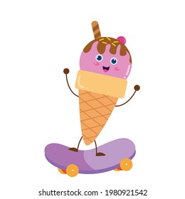 Cute ice cream character vector template design illustration