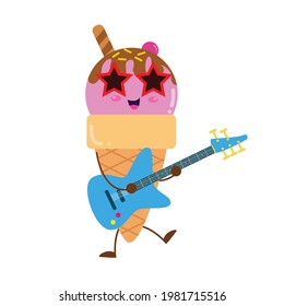 Cute ice cream character vector template design illustration