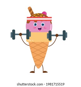 Cute ice cream character vector template design illustration