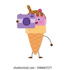 Cute ice cream character vector template design illustration