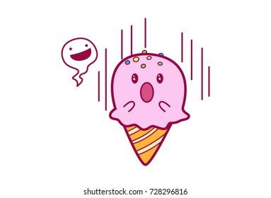 Cute Ice Cream Character .Vector Illustration. Isolated on white background.