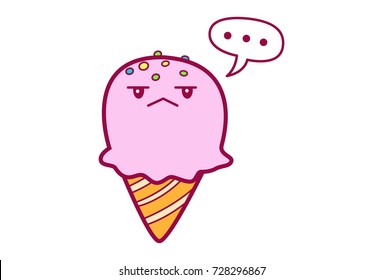 Cute Ice Cream Character .Vector Illustration. Isolated on white background.