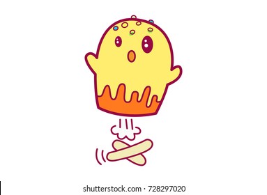 Cute Ice Cream Character .Vector Illustration. Isolated on white background.