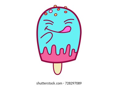 Cute Ice Cream Character .Vector Illustration. Isolated on white background.