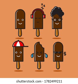 personajes lindos de helado con expresiones