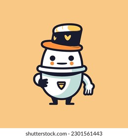 Cute ice cream chef mascot logo illustration