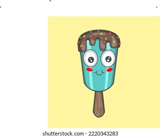 cute ice cream chocolate on top, vector design and doodle ar, for tshirt design, company logo and others