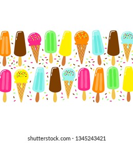 Cute Ice Cream collection background in vivid tasty colors ideal for banners, package etc