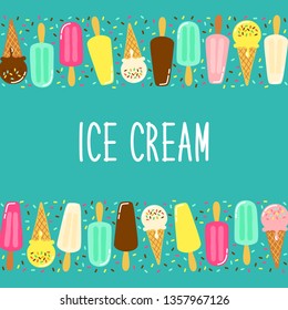 Cute Ice Cream collection background in vivid tasty colors ideal for banners, package etc