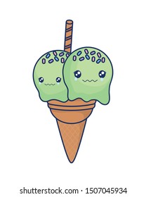 cute ice cream colorful kawaii character