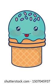 cute ice cream colorful kawaii character