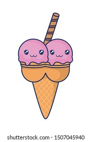 cute ice cream colorful kawaii character