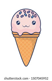 cute ice cream colorful kawaii character