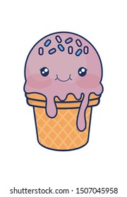 Cute Ice Cream Colorful Kawaii Character Stock Vector (Royalty Free ...