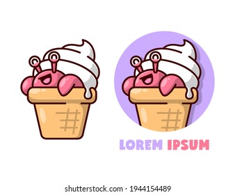 CUTE ICE CREAM CONCH SHELL CARTOON LOGO