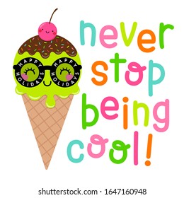 Cute Ice Cream Cone Illustration With Motivational Quotes 