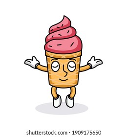 Cute ice cream cone mascot logo design 