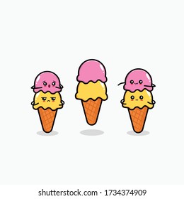 Cute Ice Cream Cone Vector