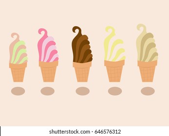 Cute ice cream cones vector