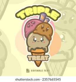 Cute Ice Cream Corn Logo Cartoon