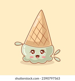 Cute Ice Cream Design Character Illustration