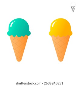 Cute ice cream design vector blue and yellow color.