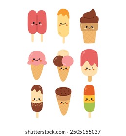 Cute Ice Cream Dessert Character Illustration