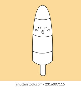 Cute Ice Cream Dessert Flavor Scoop Cone Cup Food Snack Digital Stamp Outline Cartoon