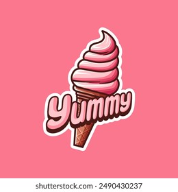 
Cute ice cream element sticker with words, design vector illustration. Vector eps 10