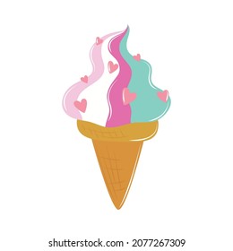 cute ice cream flat icon