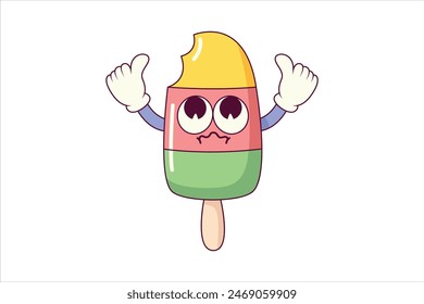 Cute Ice Cream Flat Sticker Design