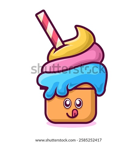 cute ice cream flat vector illsutration