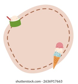 Cute Ice Cream Frame with Cup and Cone Illustration